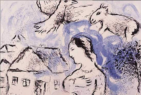 CHAGALL, MARC, 1887 - 1985, FARBLITHOGRAPHIE AUS DLM, DOPPELBLATT MIT BUGFALTE, CA. 38 X 55 CM