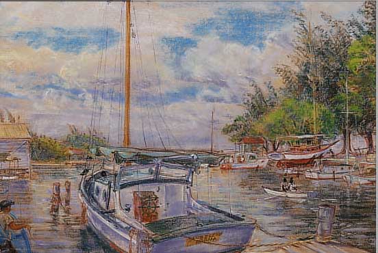 DEMMEL, ALBERT, RIO JAIMANITAS, HABANA-CUBA, PASTELL AUF PAPIER, LI. U. SIGN. UND DAT. 1960, CA. 38 X 50 CM, ...