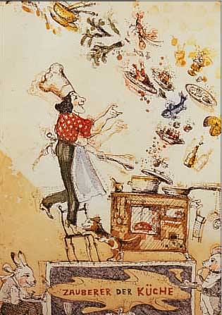 DITTRICH, SIMON, ZAUBERER IN DER KüCHE, FARBRADIERUNG, HANDSIGN. UND NUM. 72/150, CA. 39,5 X 29 CM