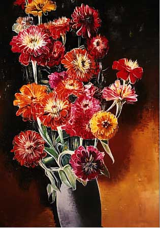 KNAUS, EUGEN, 1900 MANNHEIM-1976 LAMPERTHEIM, STILLEBEN MIT ZINIEN, ÖL/LWD, RE. U. SIGN. UND DAT. 48, CA. 80 X 65 CM, R.