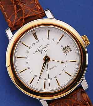 LE GUET HERRENARMBANDUHR, AUTOMATIK, GEHäUSEEDELSTAHL Z.T. VERG. INCL. ORIG. LEDERBD. M. DORNSCHLIEßE, ANZ.V. STD., MIN., ZENTRALSEK., DAT. U. 2. ...