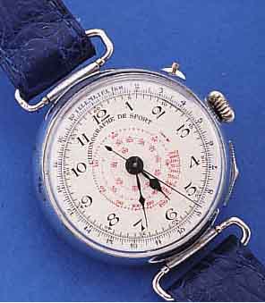 FRüHE HERRENARMBANDUHR M. EINFACHER CHRONO- GRAPHEN-FKT., SCHWEIZ 30ER JAHRE, METALL- RUNDGEH. VERCHR., BODEN U. GLASRAND GEDR., BEZ . ...