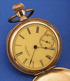 WALTHAM HERRENTASCHENUHR SAVONETTE, METALL- GEH. ROTVERG., BER., BEIDE SCHALEN SYM. GUILL.BüGEL PROV. ERS., MONOGR. VLC, EMAILBL. SIGN.,FEIN ...