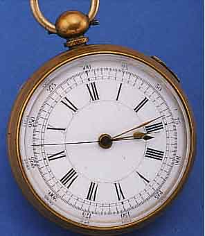 HERRENTASCHENUHR, SCHWEIZ/ENGLAND UM 1880, MESSING BER., EMAILBL. M. 300ER AUßENTEILUNG, DIR. ZENTRALSEK., DEZENTR. MIN.-RAD, VERG. ZYLINDERW., ...