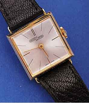 NICOLET WATCH DAMENGOLDUHR, SCHWEIZ FüR DEN DTSCH. MARKT UM 1965, GG 750/000-CARREEGEH., LEDERB., UNGETR. LAGERW., BODEN GEDR., VERS. BLATT, ...