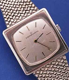 ETERNA MATIC HERRENARMBANDUHR, SCHWEIZ UM 1970, 835ER SILBER INCL. FLECHTB., BODEN GE- DR., VERS. BLATT, AUFWEND. VERG. STD.-ZEICHEN M. ...