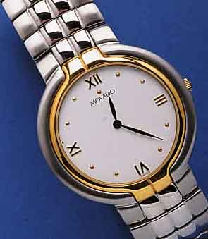 MOVADOMOVADO HERRENARMBANDUHR MUSEUMS WATCH, EDELST., TEILW. POL., TEILW. SAT. INCL. BAND M. DOPPELTER, UNSICHTB. FALTSCHL., MINERAL- FLACHGL., ...