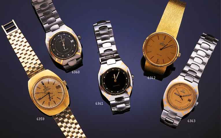 OMEGA OMEGA HERRENARMBANDUHR SEAMASTER, SCHWEIZ UM 1986, EDELST., EDELST.-BAND M. UNSICHTB. SICHERHEITSFALTSCHL., SAPHIRFLACHGL., LÜNETTE MASSIV ...