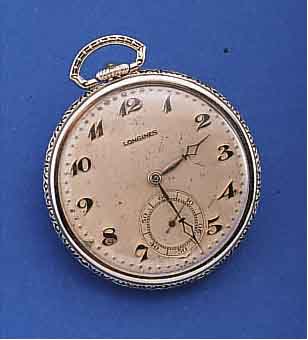 LONGINES HERRENTASCHENUHR LEPINE, SCHWEIZ/ USA UM 1929, WG-FILLED, ORIG.-BLATT FL., BRüCKENANKERW., 15 ST., KAL. 17,89M, KOMP.- UNR., ...