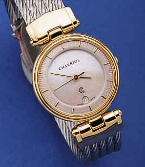 PHILIPPE CHARRIOL DAMENARMBANDUHR, SCHWEIZ, QUARTZ, GEH. EDELST. INCL. FLECHTBD M. SICHER-HEITSVERSCH., Z.T. VERG., MINERALGLAS, AB HERST. ...