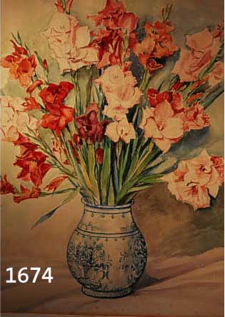 BüHLER, HEINRICH, GEB. 1893, STILLEBEN MIT GLADIOLEN, AQUARELL AUF PAPIER, RE. U. SIGNIERT UND DAT. 1952, CA. 80 X 66 CM, PP ...