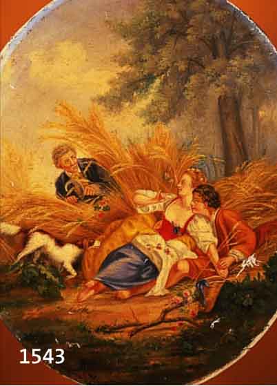 UNBEKANNTER MALER, FRANKREICH, UM 1830-40, GALANTE SZENE IM HEU, ÖL/LWD, NACH DEM VORBILD VON BOUCHER, LI. U. UNLESERLICH SIGN.,ZWEI ...