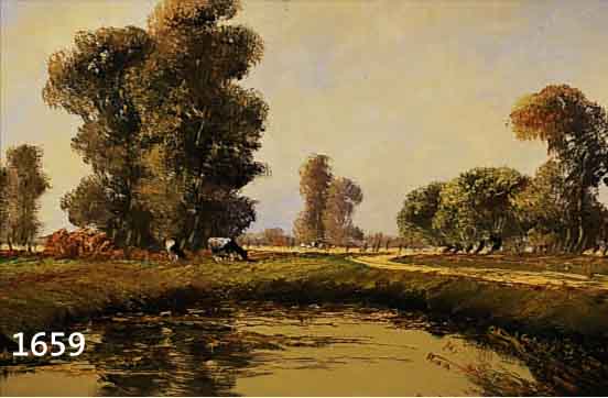 JEAN COURNE, DüSSELDORFER KüNSTLER, 1900 - 1936, KüHE AM NIEDERRHEIN, öL/LWD., RE. U. SIGN., 60 X 80 CM, R.