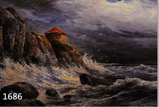 WARBECK, UM 1900, SCHIFF IN STüRMISCHER BRANDUNG, ÖL/LWD., LI. U. UNLESERLICH SIGN., KRAKELIERT, 50 X 80 CM, R.