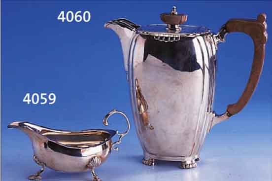 KAFFEE- BZW. TEEKANNE, MAPPIN & WEPP, SHEFFIELD 1941, 925ER SILBER, SCHöNE, SCHWERE QUALITäT, DECKELBEKRöNUNG UND GRIFF HOLZ, ZEITLOSE ...