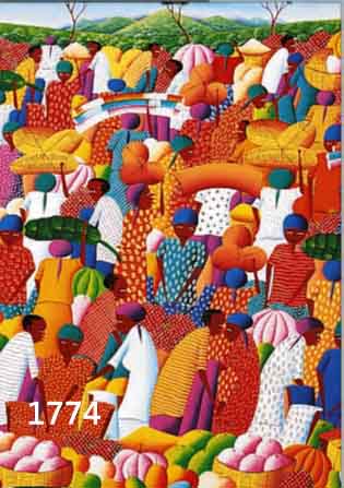 SEIDE, DAVID, ZEITGEN. HAITIANISCHER KüNST- LER, HIER: MARKT VOR DEM DORF, ÖL/LWD., SIGN, 51 X 41 CM