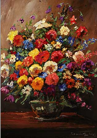 WEHN, RANDOLF, 1911 MüNCHEN, MüNCHENER IMPRESSIONIST, HIER: PRACHTVOLLES BLUMENSTIL- LEBEN, ÖL/LWD., SIGN., CA. 70 X 60 CM, R.