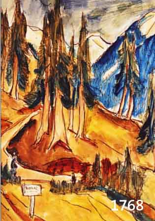 UNBEKANNTER KüNSTLER, UMKREIS BLAUER REITER, UM 1910, TANNEN IM HOCHGEBIRGE, AQUARELL AUFDüNNEM PAPIER, CA. 38,5 X 28,5 CM, KNITTER- FALTIG, AM ...