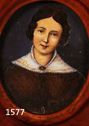 UNBEKANNTER MALER, UM 1835-45, PORTRäT EINER JUNGEN FRAU, GOUACHE AUF MALKARTON, WELLIG, ORIG. HOLZRAHMEN, IM OVAL CA. 12 ...