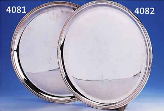 RUNDES TABLETT, 800ER SILBER, ZEITLOSE, GLATTE FORM, GEBR.-SP., CA. 810 G, D CA. 35 CM, PENDANT ZU KAT.-NR. 05-04082