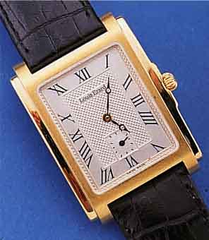 LOUIS ERARD HERRENARMBANDUHR, SCHWEIZ UM 1992, UNGETR. LAGERW., METALL HARTVERG., EDEL-ST.-BODEN GEDR., MINERALFLACHGL., LEDERB., ORIG.-ETUI, ...