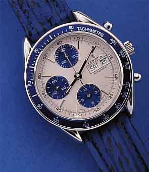 FESTINA ARMBANDCHRONOGRAPH AUTOMATIK, REF.- NR. 5258, SCHWEIZ UM 1999, EDELST., BODEN U. KRONE GESCHR., LEDERB., ETUI, MINERALFLACHGL.,30-MIN.- U. ...