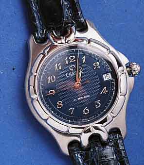 CHAGALL CHAGALL HERRENARMBANDUHR AUTOMATIK, SCHWEIZ UM 1995, EDELST., TEILW. SAT., TEILW. POL., BODEN U. KRONE GESCHR., BEI FERTIGST. WASSER- D. ...