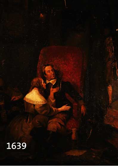 UNBEKANNTER MALER, NIEDERLANDE, UM 1680, ÜBERRASCHTES PAAR, ÖL/LWD, DOUBLIERT, AN MEHREREN STELLEN LWD RESTAURIERT, DENNOCH STÄRKERE ...