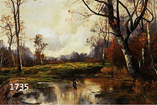 DUCAT, R., PSEUDONYM VON GEORG FISCHHOF, 1859-1914 WIEN, KNABE MIT ANGEL AN EINEM WALDSEE, ÖL/LWD, LI. U. SIGN., CA. 42 X 69 CM, R.
