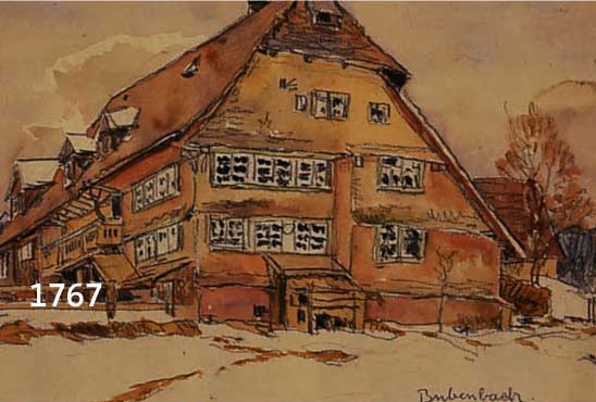 NAGEL,NAGEL, WILHELM, PROF., 1866 MANNHEIM-1945 BADEN-BADEN, ANSICHT EINES BAUERNGEHÖFTES, AQUARELL ÜBER BLEISTIFT, BEZEICHNET BUBENBACH, ...