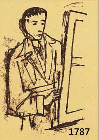 HOFER, CARL (KARL), 1878-1955, SELBSTPORTRäT BEIM MALEN, LITHOGRAPHIE, RE. U. HANDSIGNIERT, CA. 14 X 9 CM, PP