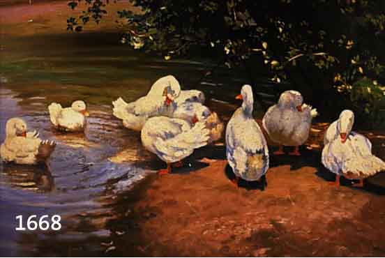 WINKLMAIER, H., WEINHEIMER MALER, DATIERT 1921, ENTEN AUF DEM WEIHER, ÖL/MAL- KARTON, RE. U. SIGN. UND DAT., CA. 65 X 82 CM
