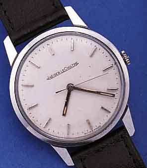 JAEGER LE COULTRE HERRENARMBANDUHRWERK IM NEUTRALEN METALLGEHäUSE VERCHROMT, EDELST.- BODEN SIGN. FAVRE LEUBA, BLATT REST., RUNDAN- KERW., 17 ...