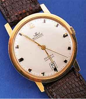 BLUMUS HERRENARMBANDUHR AUTOMATIK, SCHWEIZ/ DEUTSCHLAND UM 1965, MASSIV GG 585/000-GEH., BODEN GESCHR., BEI FERTIGST. WASSERGESCH., VERS. BLATT, ...