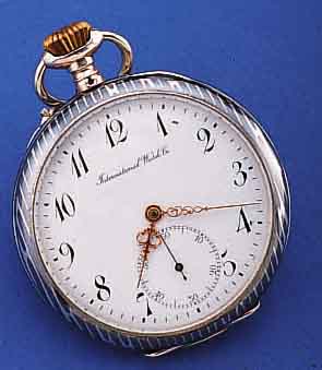 IWC HERIWC HERRENTASCHENUHR OFFEN, TULASILBER, STREIFENDEKOR, IM AUßENBER. L. BESCH., VER- SCHL. MONOGR. PG, PERF. EMAILBL. SIGN., CUV. M. ...