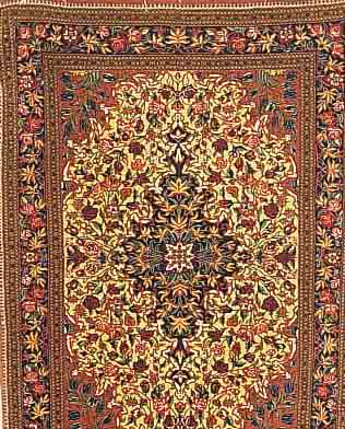 GHOM FEIN, INDIEN, 154 X 110CM, EHZ 2 KORKWOLLE MIT UND AUF SEIDE, CA.10 JAHRE