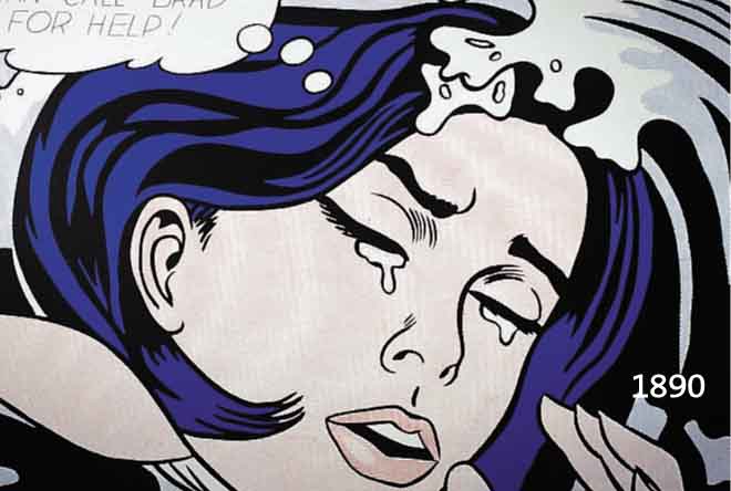 LICHLICHTENSTEIN, ROY, 1923-1997, DROWNING GIRL, FARBSIEBDRUCK NACH EINEM GEMÄL- DE, ED. MUSEUM OF MODERN ART NEW YORK, 1989, HANDSIGNIERT, CA. ...
