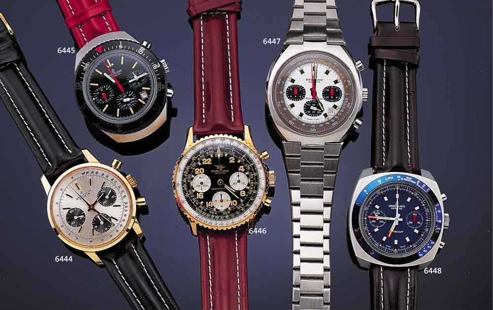 BREITLING ARMBANDCHRONOGRAPH COSMONAUT, UNGETR. LAGERW. SCHWEIZ UM 1970, METALL HART- VERG., EDELST.-BODEN GEDR., REF.-NR. 809/4, LüNETTE ZUR ...