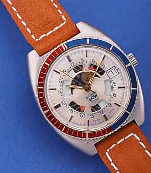 SCW HERRENARMBANDUHR TIDE AUTOMATIK, SCHWEIZ UM 1970, METALL VERCHR., EDELST.-BODENTEILW. VERGL. (SCHWUNGBER. DER UNR. SICHTB., ...