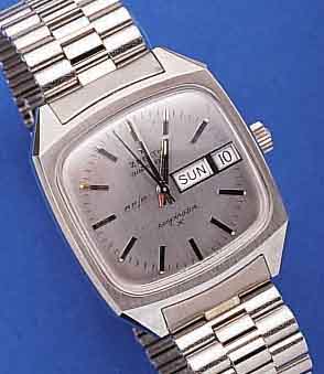ZENTIH HERRENARMBANDUHR AUTOMATIK MIT ZENTRAL-SEKUNDE, TAG UND DATUM, SCHNELLSCHW., EDEL- ST.-STüLPGEH., ORIG.-EDELST.-BAND, UNGETR. LAGERW., ...