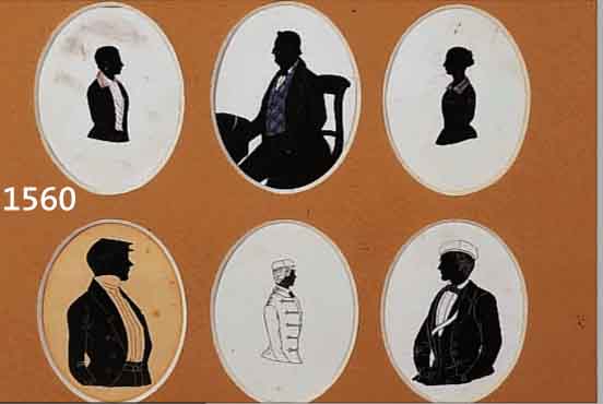 SECHS POTRäTS IN SCHERENSCHNITTMANIER, DEUTSCH, UM 1820-35, TUSCHEZEICHNUNGEN, DREI DAVON CORPS-STUDENTEN, IM OVAL JE CA. 9 X 7 CM, ...
