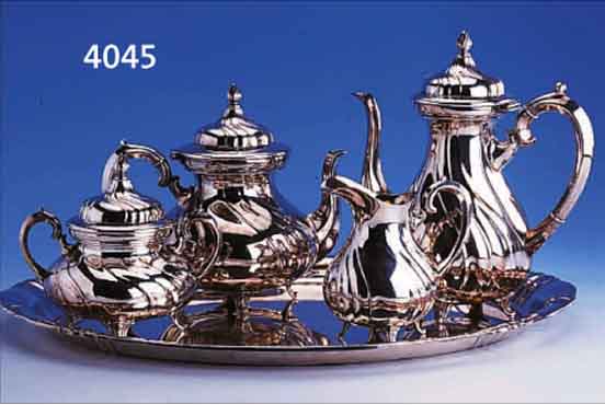 5-TEILIGES KAFFEE- BZW. TESSET, DEUTSCH, WMF 30ER JAHRE, METALL VERSILBERT, BAROCKSTIL BEST. AUS: KAFFEEKANNE, TEEKANNE (DECKEL MIT SCHARNIER), ...