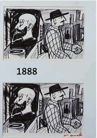 PENCK, A.R., GEB. 1939, VIER MULTIPLES, DIE DIKTATOREN, DARST. VON BASELITZ UND LüPPERTZ, DREI HANDSIGNIERT, CA. 10 X 15 ...