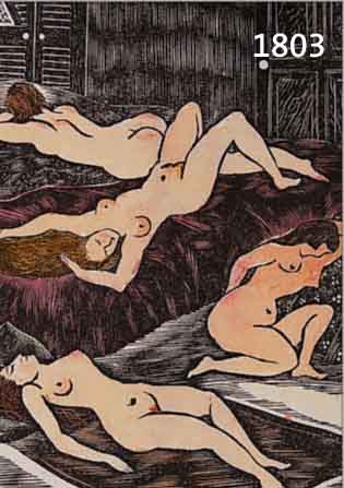 FOUJITA, TSUGUHARU, 1886-1968, ZWEI KOLORIERTE HOLZSCHNITTE, JE CA. 13,5 X 10 CM, PP