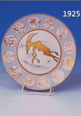 DALI, SALVADOR, 1904-1989, STERNZEICHENTELLER STEINBOCK, NUM. 350/ 5000, PORZELLAN, BUNT BEDRUCKT MIT GOLD- STAFFAGE, D. ...
