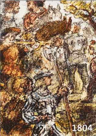 CORINTH, LOVIS, GEB. 1858-1925, DIE FESTNAHME, FARBLITHOGRAPHIE, HANDSIGNIERT,LEICHT GEBRäUNT, CA. 23 X 18 CM, PP