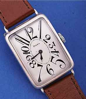DOXA HERRENARMBANDUHR, SCHWEIZ UM 1922, 800ER SILBER, SCHARNIERBODEN IN SICH GEW., MAßE CA. 36 X26 MM, BLATT REST., RUNDANKERW., 15 ST., ...