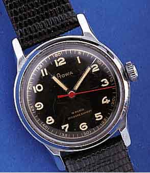 STOWA MILITäRARMBANDUHR DER FIRMA WALTER STURZ, UM 1949, FüR DIE ARMEE FRANCAISE, METALL- GEH. HARTVERCHR., EDELST.-BODEN GESCHR., M. ENTSPR. ...