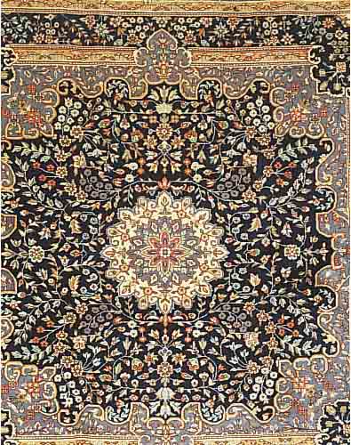 INDO-KERMAN, 198 X 198CM, EHZ 3 FLOR WOLLE, CA.20 JAHRE