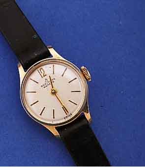 BREITLING DAMENARMBANDUHR, SCHWEIZ UM 1964, UNGETR. LAGERW. (VERKAUFSLOGO), METALL HART- VERG., EDELST.-BODEN GEDR., FORMANKERW., 17 ST., ...